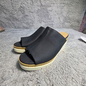 Soul Naturalizer Wedge Sandals Black Textured Slides Womens 6W NEW
